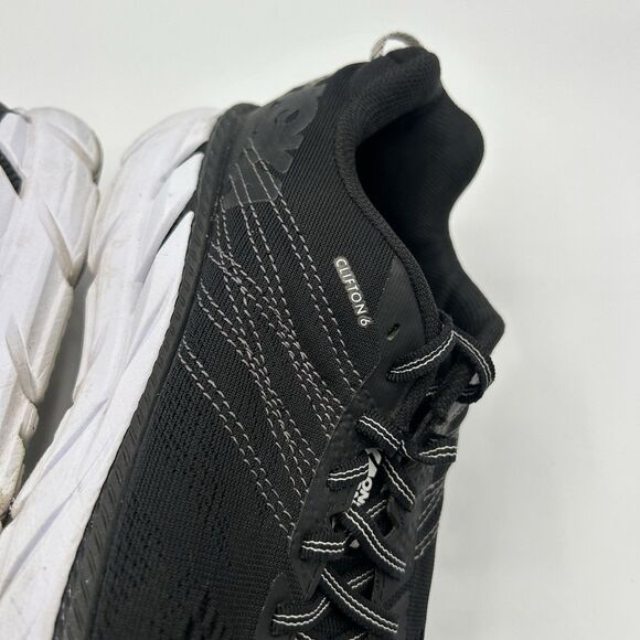Hoka One One Clifton 6 Women’s Size 8 Running Shoes Black White 1102873 BWHT - Picture 15 of 16